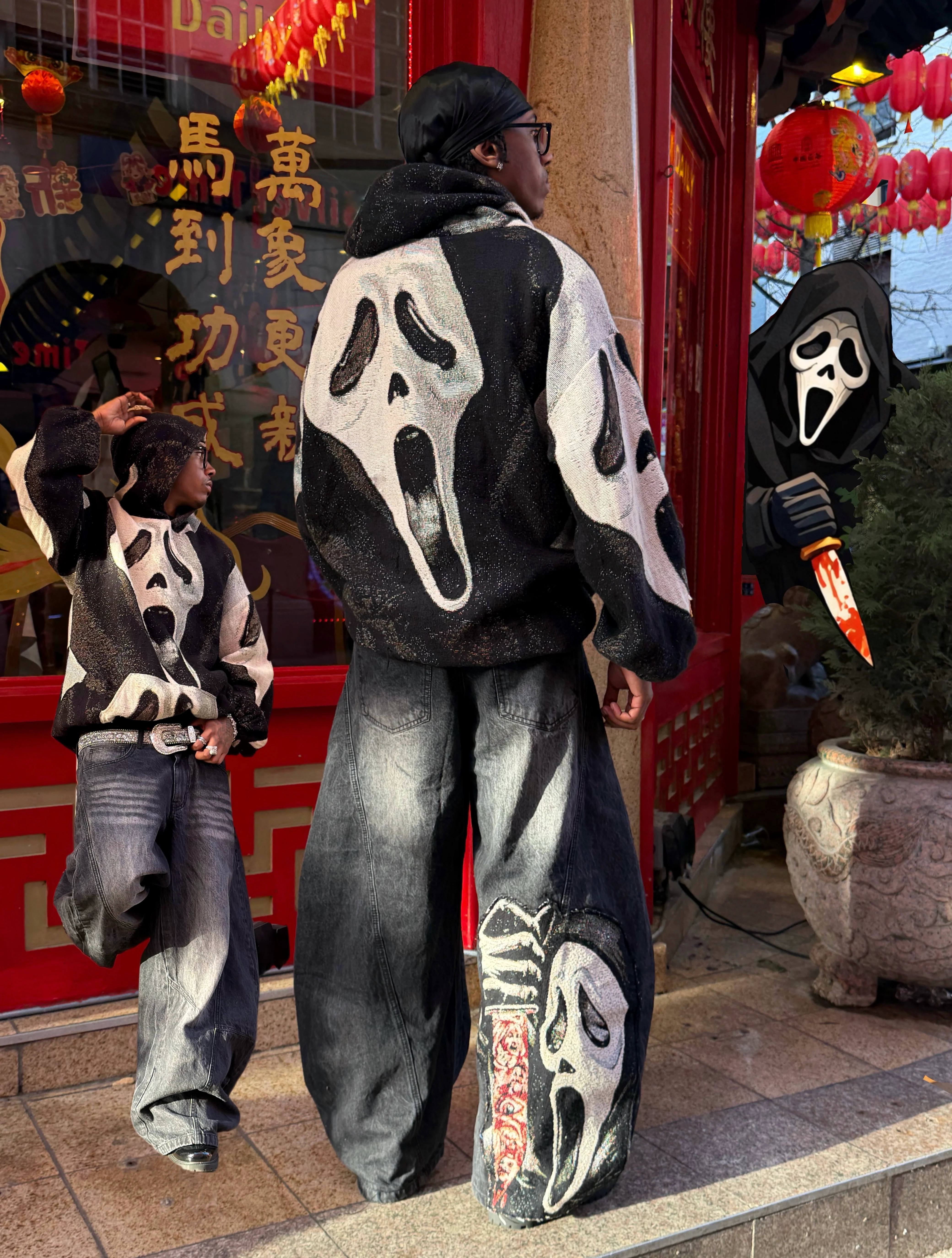 VA-SS25-BL020 GHOSTFACE TAPESTRY HOODIE - Image 3