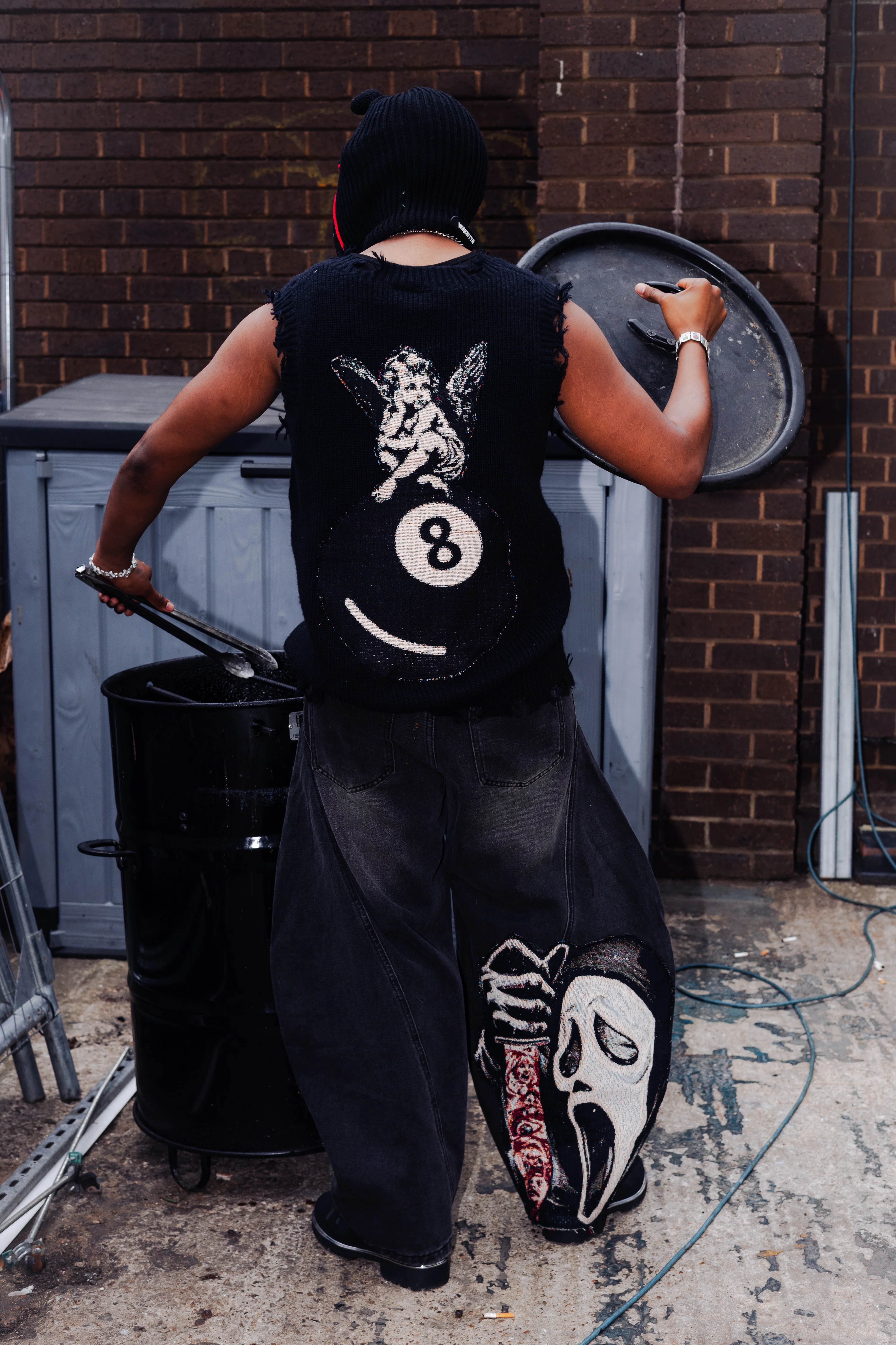 VA-SS25-BL019 GHOSTFACE BARREL JEANS - Image 4