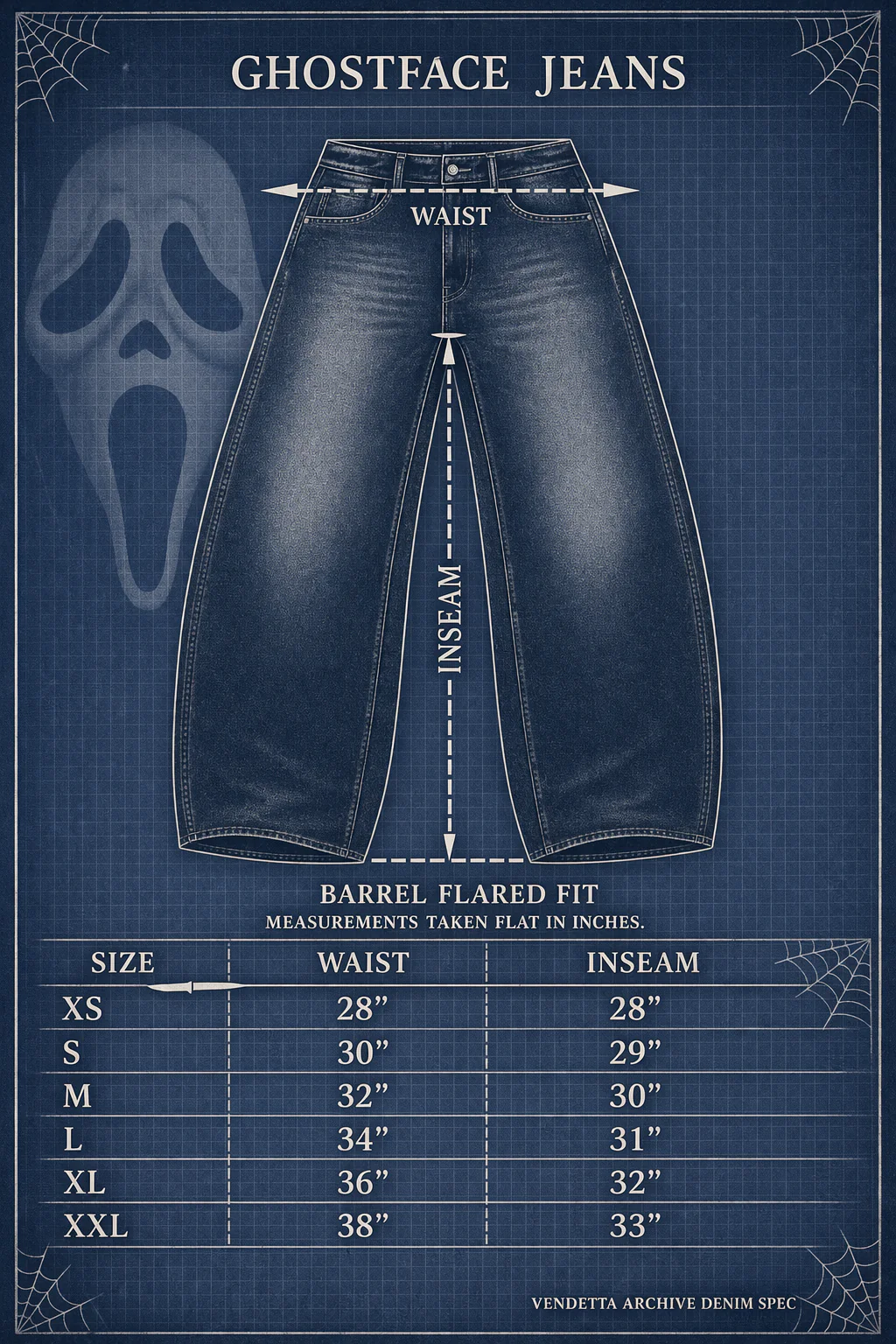 VA-SS25-BL019 GHOSTFACE BARREL JEANS - Image 6