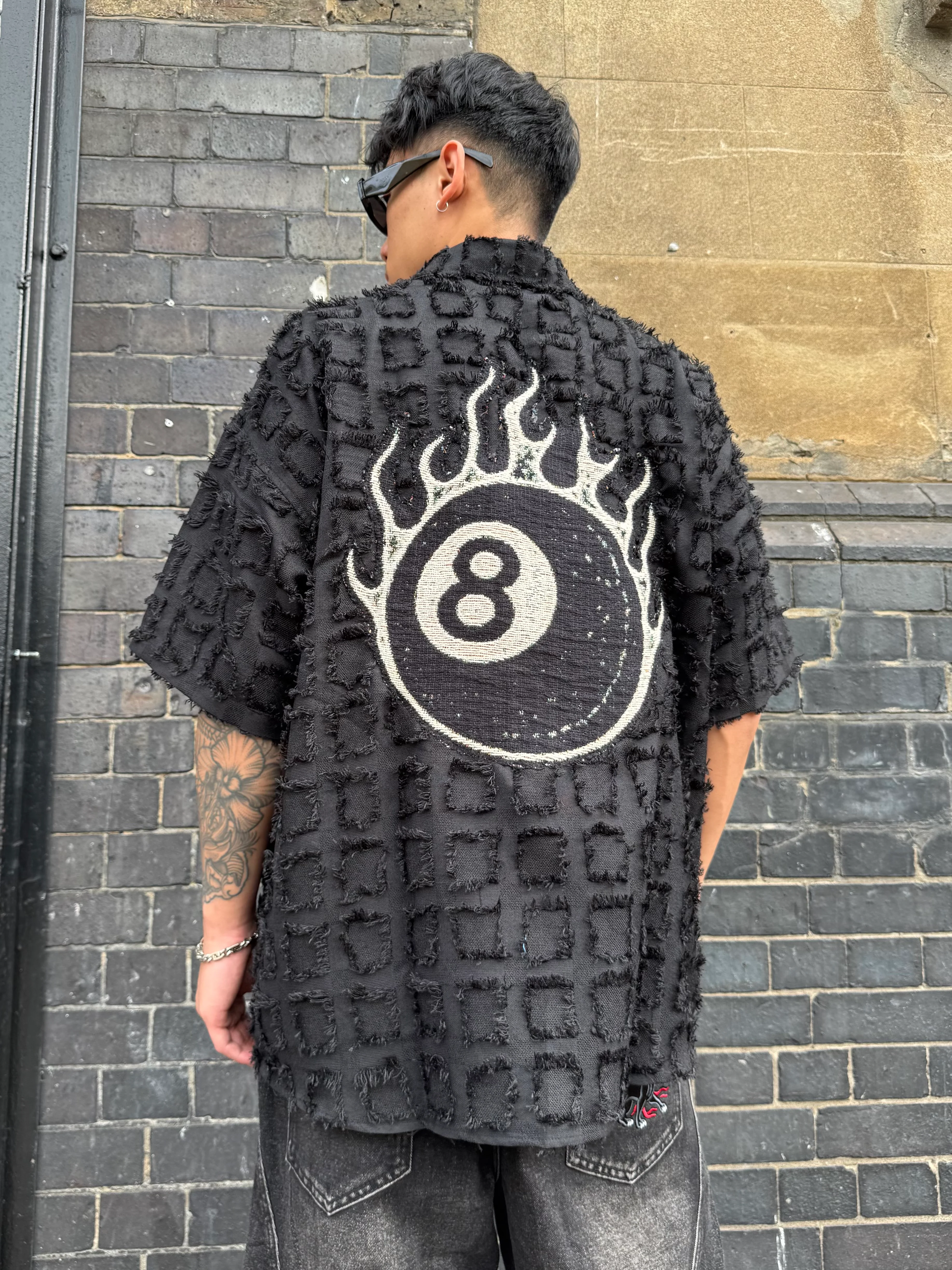 VA-SS25-BL12 8 BALL FLAME TAPESTRY SHIRT - Image 3